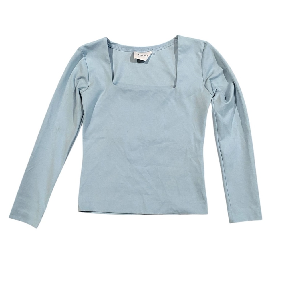Women's Sleeper Blue Long Sleeve Top Square‎ Neck